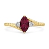 Thumbnail Image 2 of Marquise-Cut Lab-Created Ruby and White Lab-Created Sapphire Three Stone Bypass Shank Ring in 10K Gold