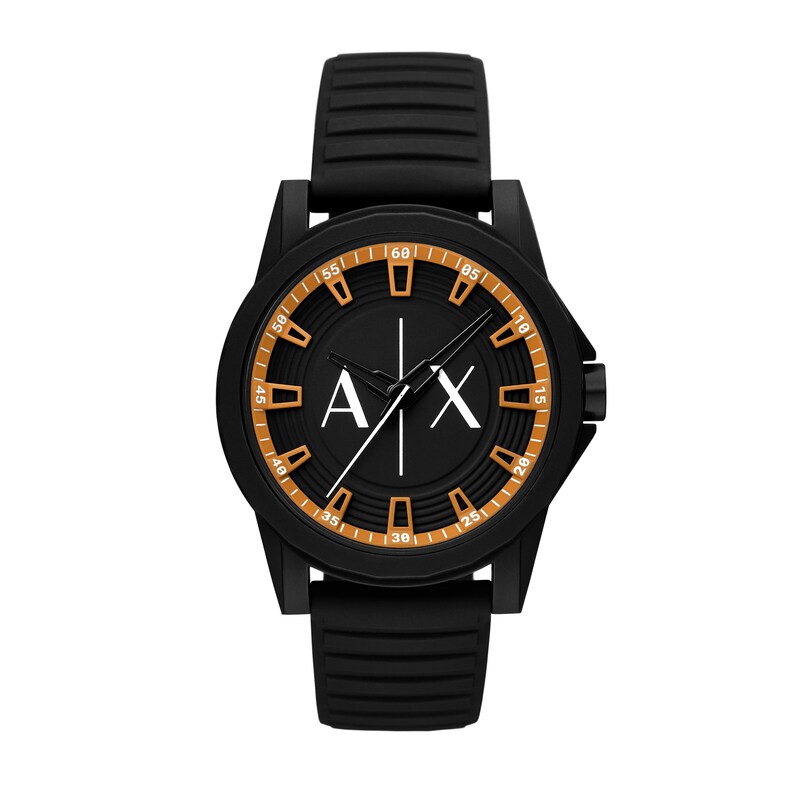 Main Image 1 of Men’s Armani Exchange Outerbanks matte Black IP Silicone Strap Watch with Black Dial (Model: AX2536)