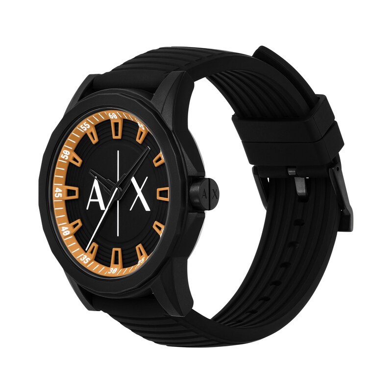 Main Image 4 of Men’s Armani Exchange Outerbanks matte Black IP Silicone Strap Watch with Black Dial (Model: AX2536)