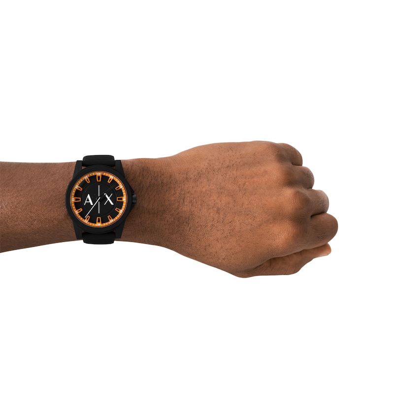 Main Image 5 of Men’s Armani Exchange Outerbanks matte Black IP Silicone Strap Watch with Black Dial (Model: AX2536)