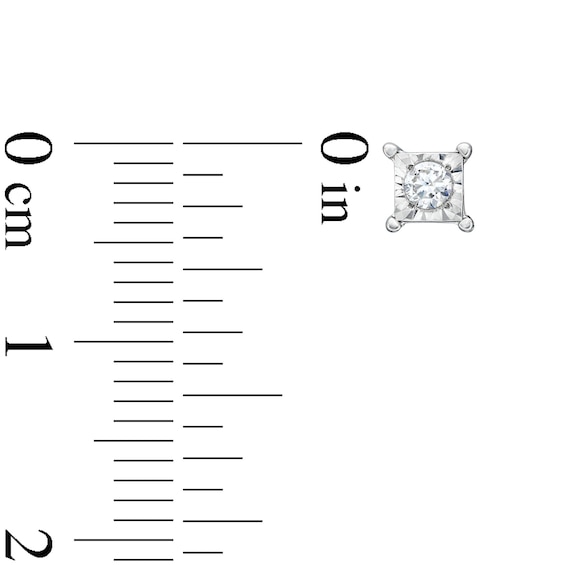 1/8 CT. T.w. Certified Lab-Grown Diamond Miracle Square Frame Solitaire Stud Earrings in Sterling Silver (I/Si2)