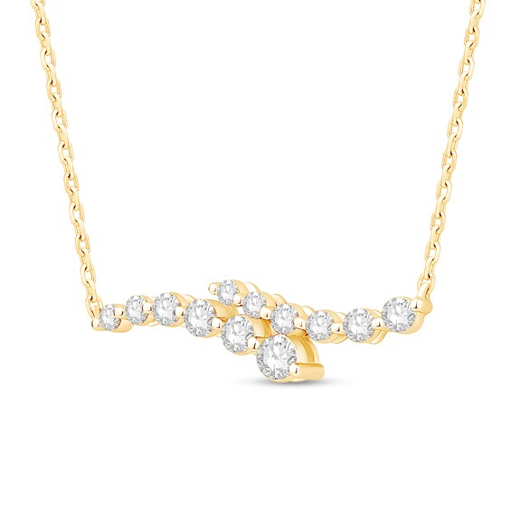 1/2 CT. T.w. Journey Certified Lab-Grown Diamond Bypass Necklace in 10K Gold (F/Vs2)
