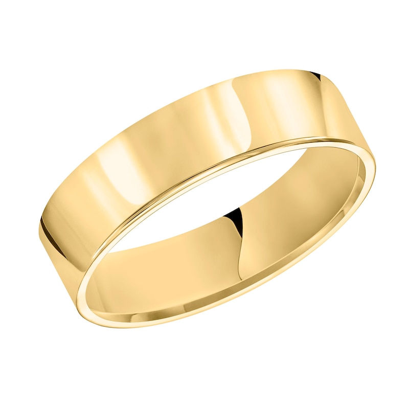 Main Image 1 of 6.0mm Engravable Pipe Cut Comfort-Fit Wedding Band in 10K Gold (1 Line)