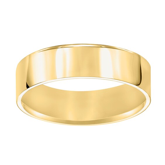 6.0mm Engravable Pipe Cut Comfort-Fit Wedding Band in 10K Gold (1 Line)