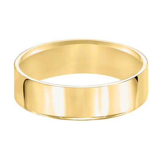 6.0mm Engravable Pipe Cut Comfort-Fit Wedding Band in 10K Gold (1 Line)