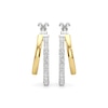 Thumbnail Image 1 of White Lab-Created Sapphire Double Row Split Hoop Earrings in Sterling Silver and 24K Gold Plate