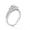 Thumbnail Image 3 of 3/4 CT. T.W. Emerald and Baguette-Cut Diamond Frame Three Stone Split Shank Engagement Ring in 14K White Gold - Size 7