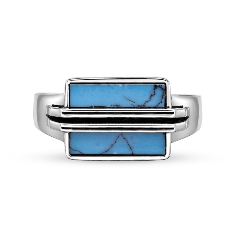 Main Image 2 of Rectangular Turquoise Overlay Ring in Sterling Silver