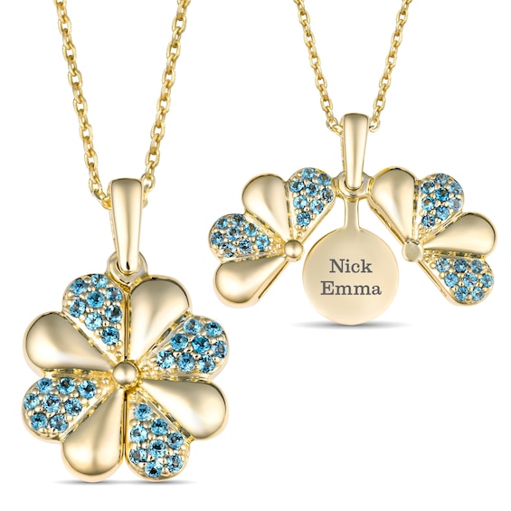 Birthstone Engravable Hidden Message Flower Pendant (2 Lines)