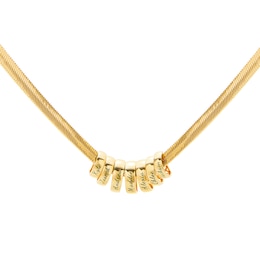 Engravable Slider Charms Herringbone Chain Necklace in Sterling Silver (7 Lines)