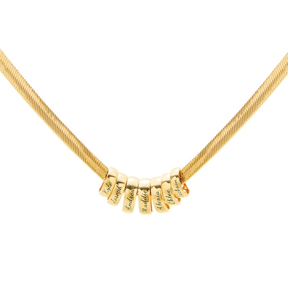 Engravable Slider Charms Herringbone Chain Necklace in Sterling Silver (7 Lines)