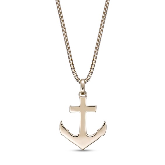 1/8 CT. T.w. Diamond Anchor Pendant in Sterling Silver with 14K Gold Plate - 24"