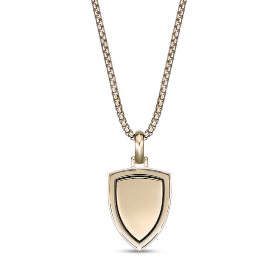 1/10 CT. T.w. Diamond Saint Christopher Shield Pendant in Sterling Silver with 14K Gold Plate - 24"