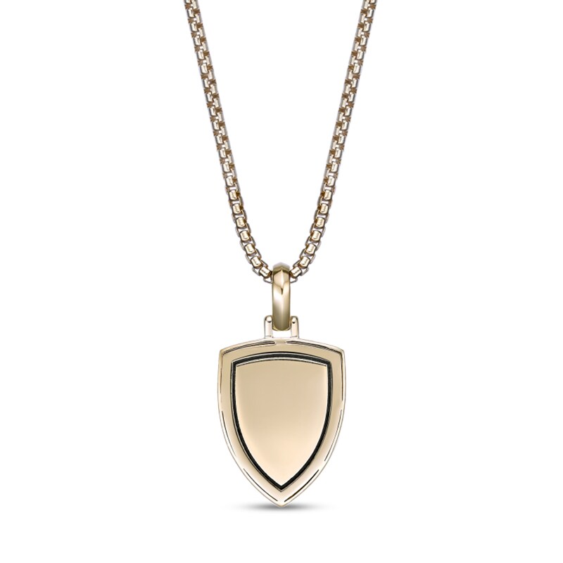 Main Image 3 of 1/10 CT. T.W. Diamond Saint Christopher Shield Pendant in Sterling Silver with 14K Gold Plate - 24"