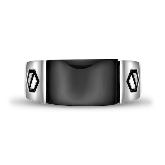 Rectangular Onyx Inlay Ring in Sterling Silver