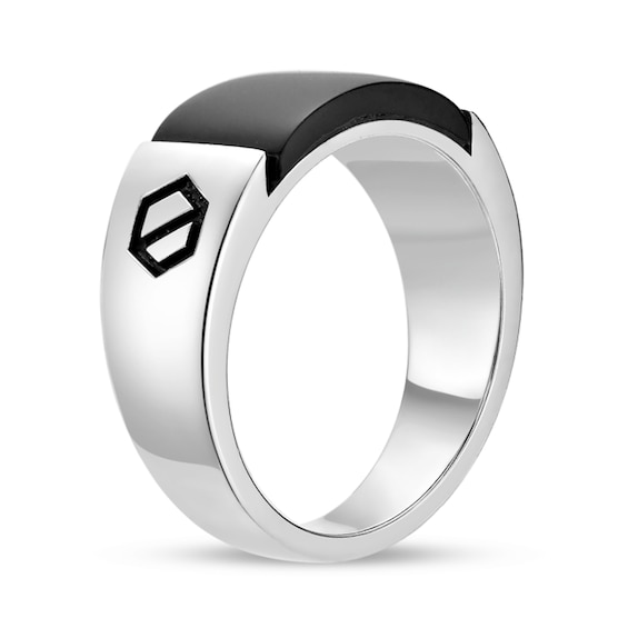 Rectangular Onyx Inlay Ring in Sterling Silver