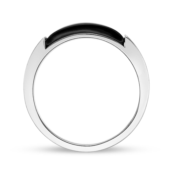 Rectangular Onyx Inlay Ring in Sterling Silver