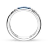 Thumbnail Image 4 of Rectangular Turquoise Solitaire Inlay Ribbed Shank Ring in Sterling Silver