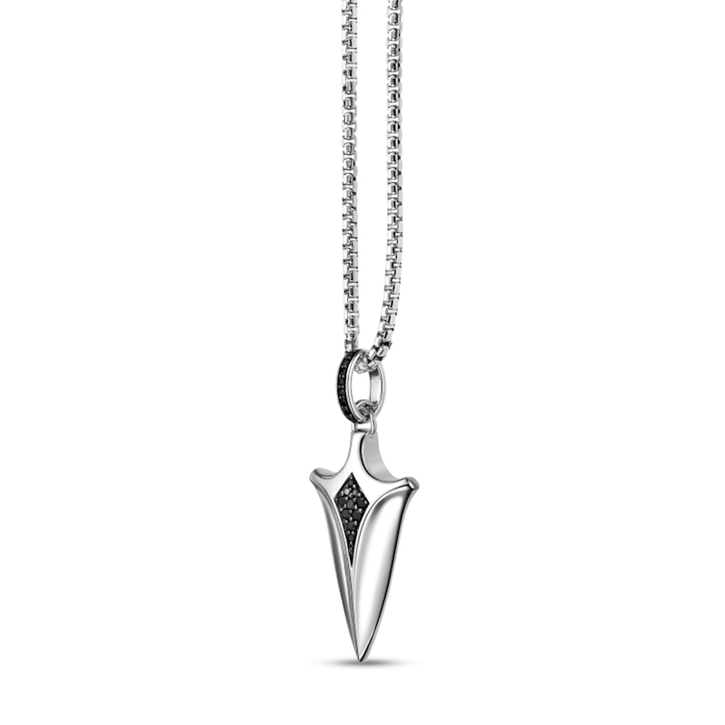 Main Image 2 of 1/5 CT. T.W. Black Diamond Arrow Pendant in Sterling Silver - 24"