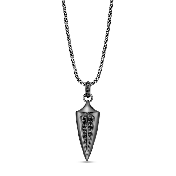 1/4 CT. T.w. Black Diamond Arrow Pendant in Sterling Silver with Black Rhodium Plate - 24"