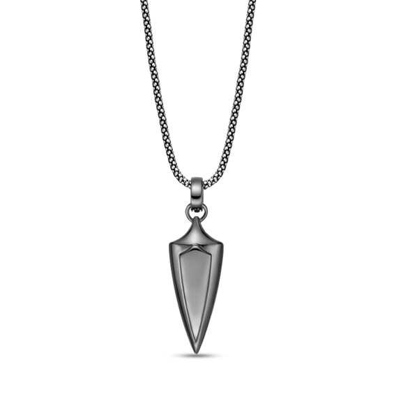 1/4 CT. T.w. Black Diamond Arrow Pendant in Sterling Silver with Black Rhodium Plate - 24"