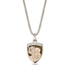 Thumbnail Image 1 of Tiger's Eye and 1/10 CT. T.W. Diamond Saint Christopher Shield Pendant in Sterling Silver with 14K Gold Plate - 24"