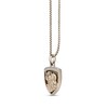 Thumbnail Image 2 of Tiger's Eye and 1/10 CT. T.W. Diamond Saint Christopher Shield Pendant in Sterling Silver with 14K Gold Plate - 24"