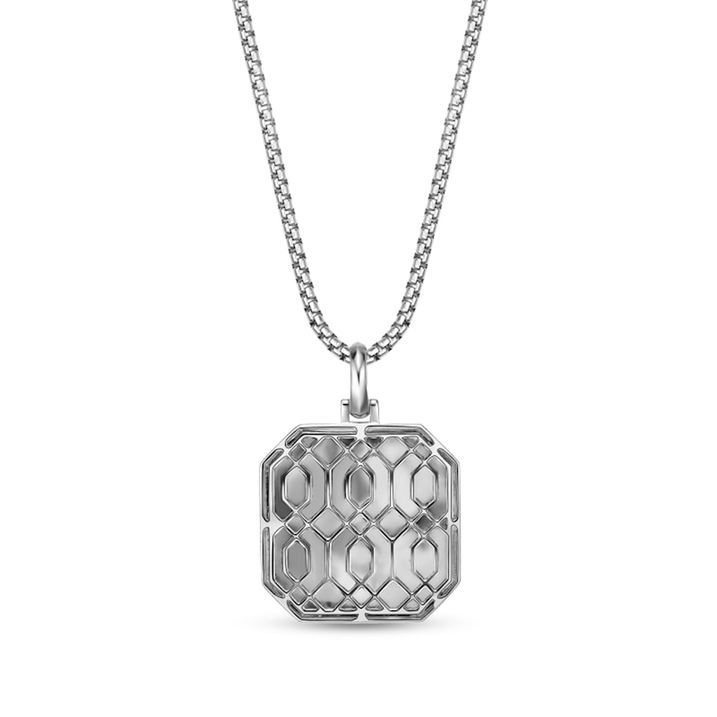Main Image 3 of 1/20 CT. T.W. Black Diamond Skull Octagon Pendant in Sterling Silver and Black Rhodium Plate - 24"