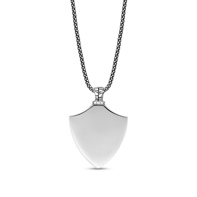 Main Image 3 of Oxidized Cobra Shield Pendant in Sterling Silver - 24"
