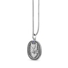 Thumbnail Image 2 of Blue Sapphire and 1/4 CT. T.W. Black Diamond Wolf Head Cushion Pendant in Sterling Silver - 24"