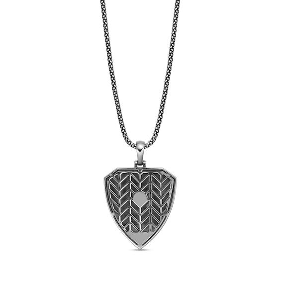 Oxidized Gryphon Shield Pendant in Sterling Silver - 24â