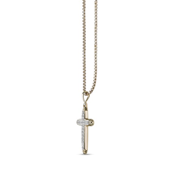1/4 CT. T.w. Diamond Cross Pendant in Sterling Silver with 18K Gold Plate - 24"
