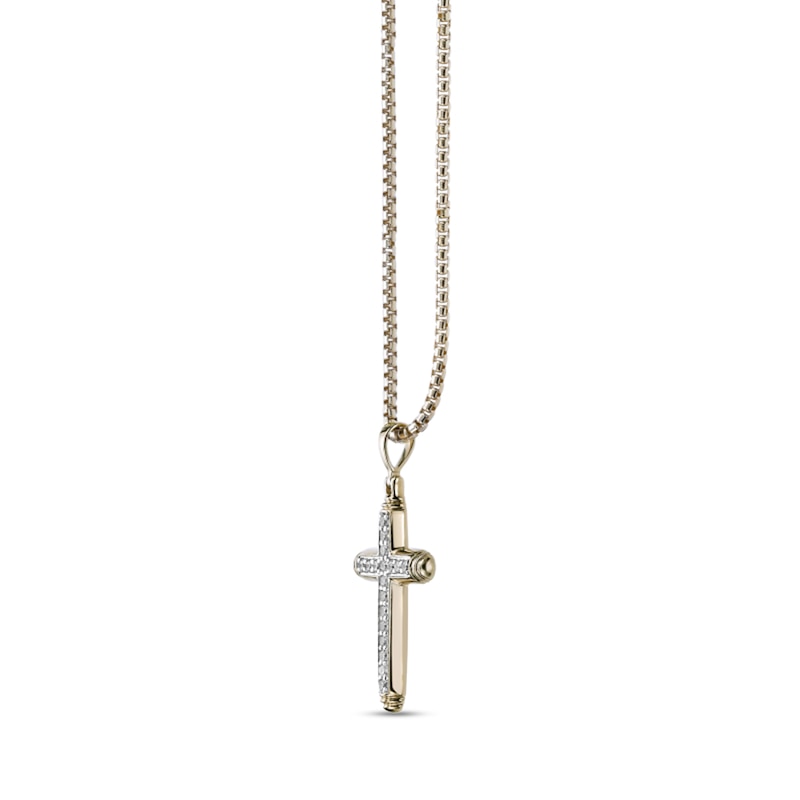 Main Image 2 of 1/4 CT. T.W. Diamond Cross Pendant in Sterling Silver with 18K Gold Plate - 24"