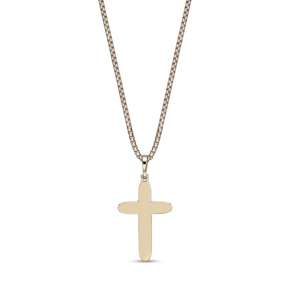 1/4 CT. T.w. Diamond Cross Pendant in Sterling Silver with 18K Gold Plate - 24"