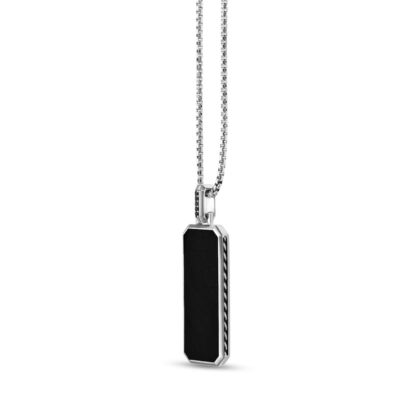 Main Image 2 of Octagon Onyx and Black Spinel Dog Tag Pendant in Sterling Silver - 24”