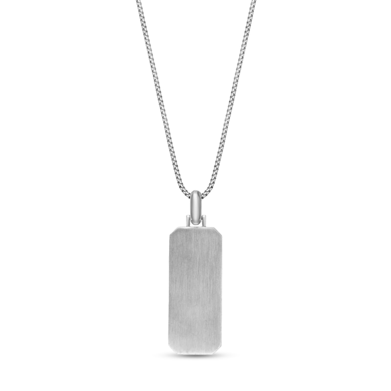 Main Image 3 of Octagon Onyx and Black Spinel Dog Tag Pendant in Sterling Silver - 24”