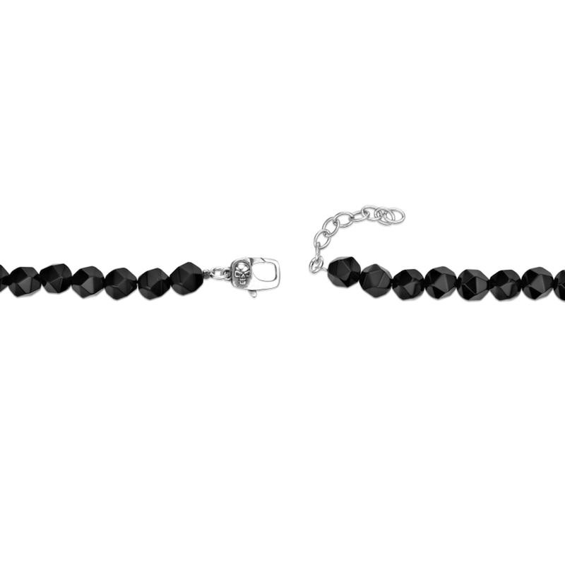 Main Image 4 of 8.0mm Faceted Black Agate Bead Bracelet in Sterling Silver - 9.45”
