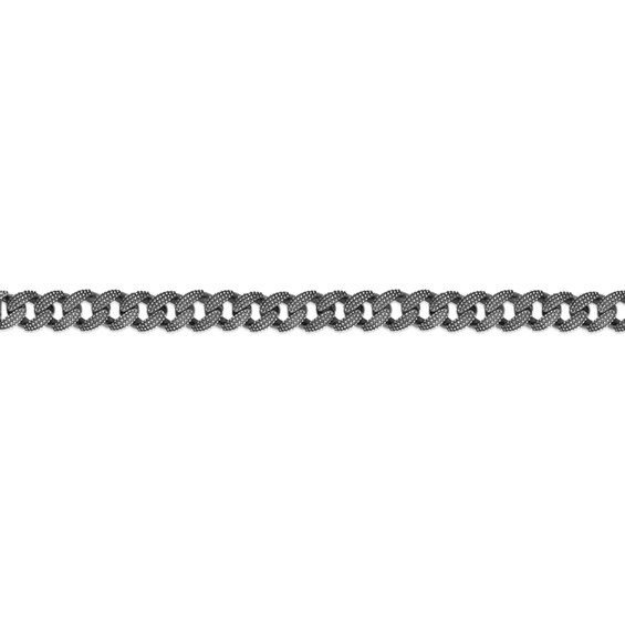 8.0mm Oxidized Textured Pattern Curb Chain Bracelet in Solid Sterling Silver and Black Rhodium Plate - 8.25â