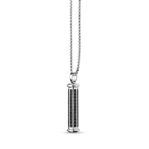 1 CT. T.w. Black Diamond Cylinder Pendant in Sterling Silver - 24"