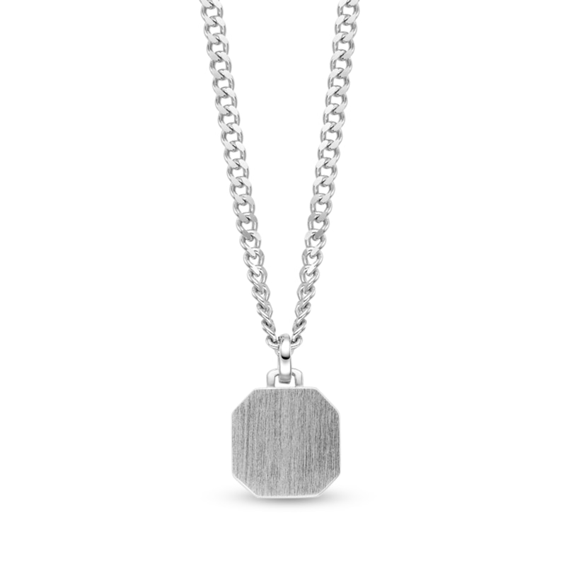 Main Image 3 of Octagon Tiger's Eye Pendant in Sterling Silver - 24"