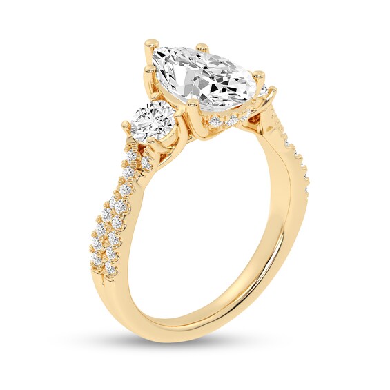 2-3/4 CT. T.w. Pear-Shaped Certified Lab-Grown Diamond Three Stone Engagement Ring in 14K Gold (F/Si2)