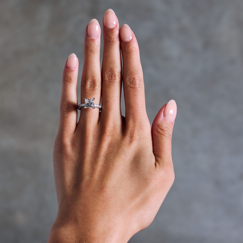 Main Image 2 of 2-1/4 CT. T.W. Princess-Cut Certified Lab-Grown Diamond Engagement Ring in 14K White Gold (F/VS2)