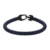 Thumbnail Image 1 of 6.0mm Blue Leather Bracelet with Black Ion-Plated Stainless Steel - 8.5"