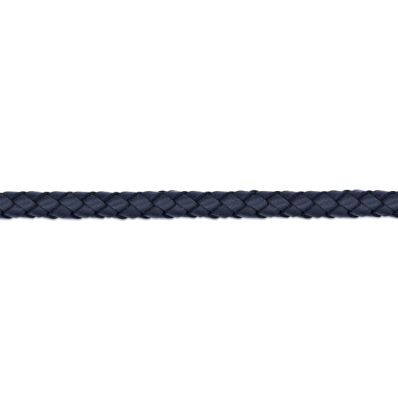 6.0mm Blue Leather Bracelet with Black Ion-Plated Stainless Steel - 8.5"