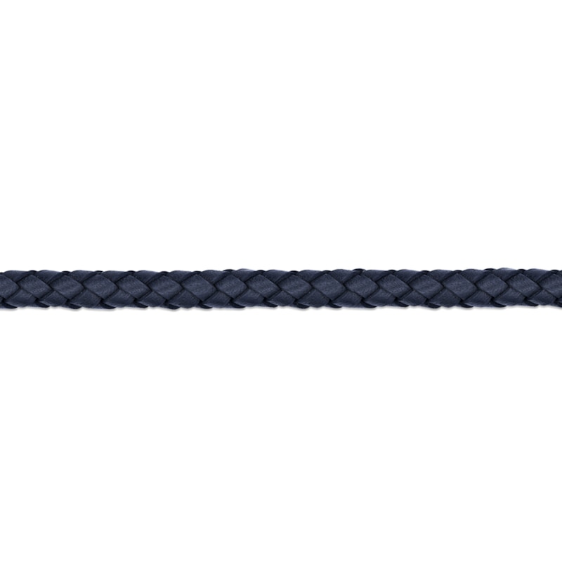 Main Image 3 of 6.0mm Blue Leather Bracelet with Black Ion-Plated Stainless Steel - 8.5"