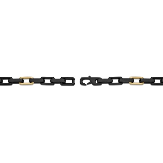 8.0mm Rectangle Link Chain Necklace in Solid Stainless Steel with Black and Yellow Ion Plate - 24"