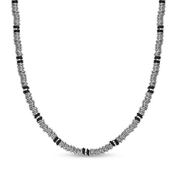 5.0mm Beaded Chain Necklace in Solid Stainless Steel and Black Ion Plated - 20"