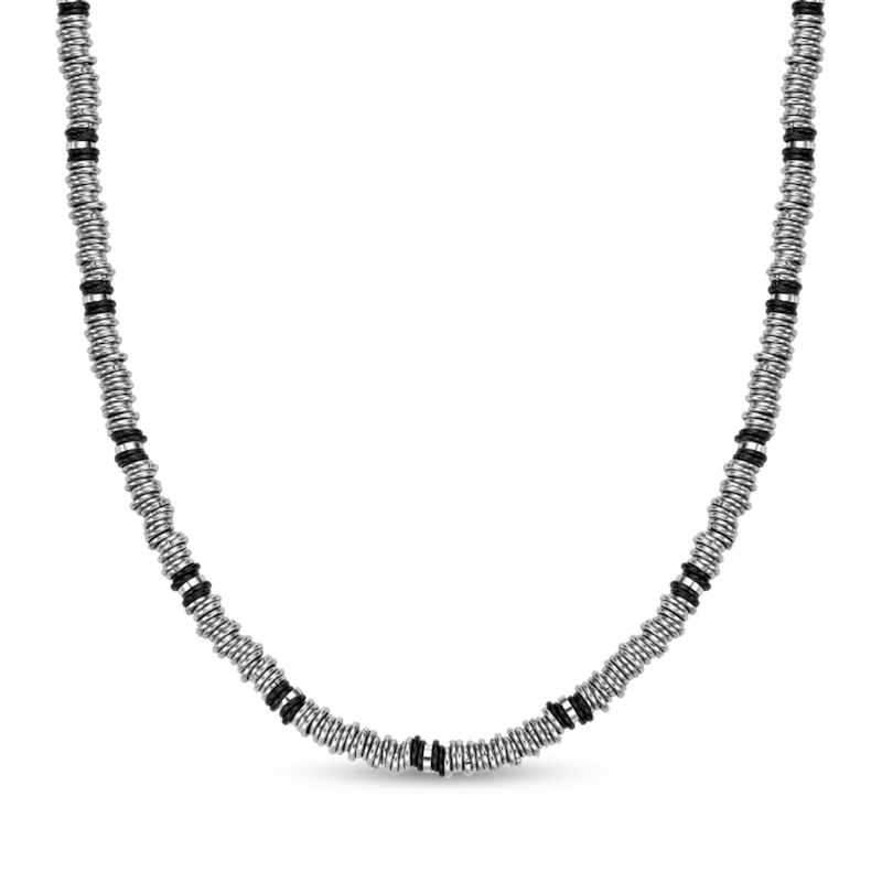 Main Image 1 of 5.0mm Beaded Chain Necklace in Solid Stainless Steel and Black Ion Plated - 20"