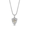 Thumbnail Image 1 of Hammered Cross Shield Pendant in Stainless Steel and Yellow Ion Plate - 24"