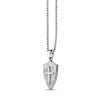 Thumbnail Image 2 of Hammered Cross Shield Pendant in Stainless Steel and Yellow Ion Plate - 24"